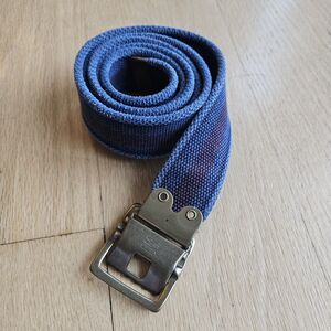 Blue/Burgundy Webbed Belt With‎ QMS Brass Buckle
